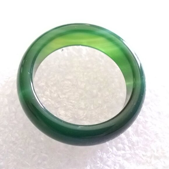 Multi-Hued Green Bands ~ Agate Stone Ring Size 7 ~ Friendship + Promise Rings - Picture 6 of 12